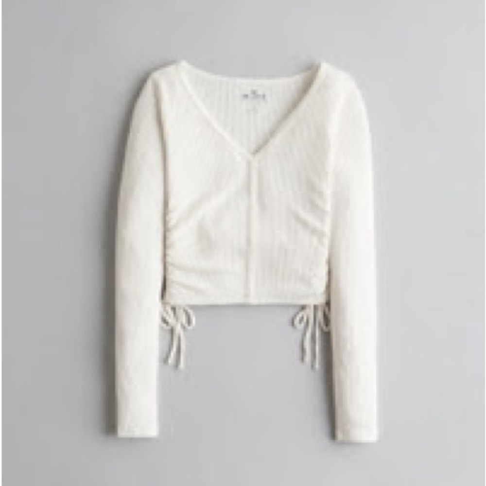 Hollister Long Sleeve baby tee White ribbed XL